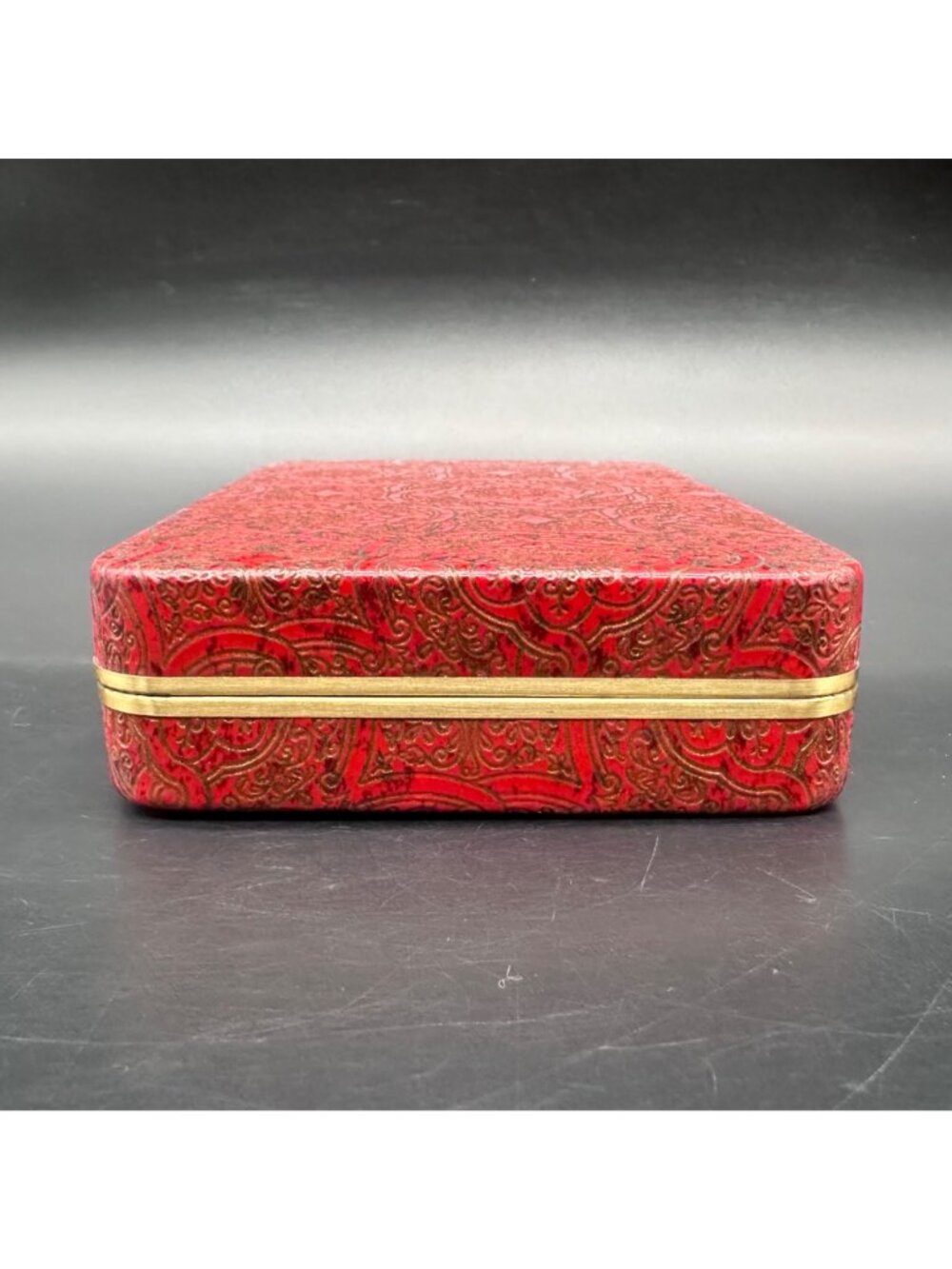 Vintage Jewelry Organizer Holder Clamshell Box 1970s Travel Red Gold Hard Case - Picture 7 of 14